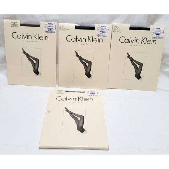 Vintage Lot of 4 Calvin Klein Irregulars Pantyhose Size C/C-3 Tan Black NOS - Picture 1 of 10